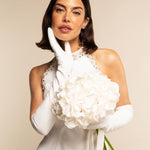 Gabriella (white) - Italian unlined 12-button length leather bridal / opera gloves - Leather Gloves Online - Luxury Leather Gloves - 1