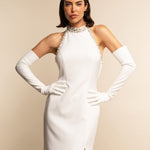 Gabriella (white) - Italian unlined 16-button length leather bridal / opera gloves - Leather Gloves Online - Luxury Leather Gloves - 1