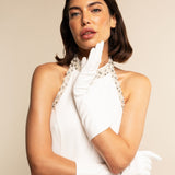 Gabriella (white) - Italian unlined 6-button length leather bridal / opera gloves - Leather Gloves Online - Luxury Leather Gloves - 2