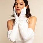 Gabriella (white) - Italian unlined 16-button length leather bridal / opera gloves - Leather Gloves Online - Luxury Leather Gloves - 2