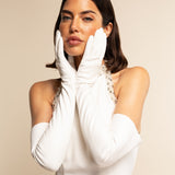 Gabriella (white) - Italian unlined 16-button length leather bridal / opera gloves - Leather Gloves Online - Luxury Leather Gloves - 2