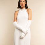 Gabriella (white) - Italian unlined 12-button length leather bridal / opera gloves - Leather Gloves Online - Luxury Leather Gloves - 2