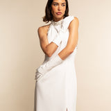 Gabriella (white) - Italian unlined 6-button length leather bridal / opera gloves - Leather Gloves Online - Luxury Leather Gloves - 3