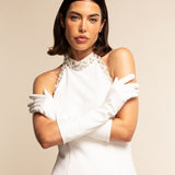 Gabriella (white) - Italian unlined 8-button length leather bridal / opera gloves - Leather Gloves Online - Luxury Leather Gloves - 3
