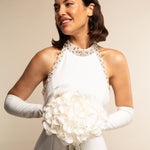 Gabriella (white) - Italian unlined 12-button length leather bridal / opera gloves - Leather Gloves Online - Luxury Leather Gloves - 4