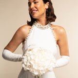 Gabriella (white) - Italian unlined 12-button length leather bridal / opera gloves - Leather Gloves Online - Luxury Leather Gloves - 4