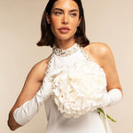 Gabriella (white) - Italian unlined 8-button length leather bridal / opera gloves - Leather Gloves Online - Luxury Leather Gloves - 4