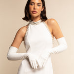 Gabriella (white) - Italian unlined 16-button length leather bridal / opera gloves - Leather Gloves Online - Luxury Leather Gloves - 4
