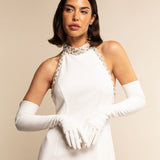 Gabriella (white) - Italian unlined 16-button length leather bridal / opera gloves - Leather Gloves Online - Luxury Leather Gloves - 4