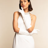 Gabriella (white) - Italian unlined 8-button length leather bridal / opera gloves - Leather Gloves Online - Luxury Leather Gloves - 5