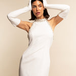 Gabriella (white) - Italian unlined 16-button length leather bridal / opera gloves - Leather Gloves Online - Luxury Leather Gloves - 5