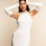 Gabriella (white) - Italian unlined 16-button length leather bridal / opera gloves - Leather Gloves Online - Luxury Leather Gloves - 5