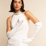 Gabriella (white) - Italian unlined 12-button length leather bridal / opera gloves - Leather Gloves Online - Luxury Leather Gloves - 5