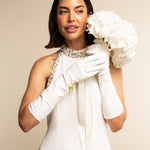 Gabriella (white) - Italian unlined 8-button length leather bridal / opera gloves - Leather Gloves Online - Luxury Leather Gloves - 6