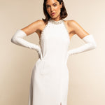 Gabriella (white) - Italian unlined 16-button length leather bridal / opera gloves - Leather Gloves Online - Luxury Leather Gloves - 6