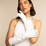 Gabriella (white) - Italian unlined 8-button length leather bridal / opera gloves - Leather Gloves Online - Luxury Leather Gloves - 7