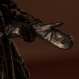 Gianetta (black) – Italian lambskin mittens with luxurious lambswool lining - Leather Gloves Online - Luxury Leather Gloves - 6