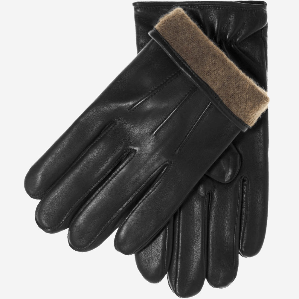 Leather Gloves Cashmere Lined Black Handmade in Italy