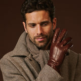 Giovanni (brown) - Classic Italian lambskin leather gloves with cashmere lining