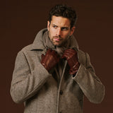 Giovanni (brown) - Classic Italian lambskin leather gloves with cashmere lining