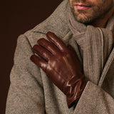 Giovanni (brown) - Classic Italian lambskin leather gloves with cashmere lining