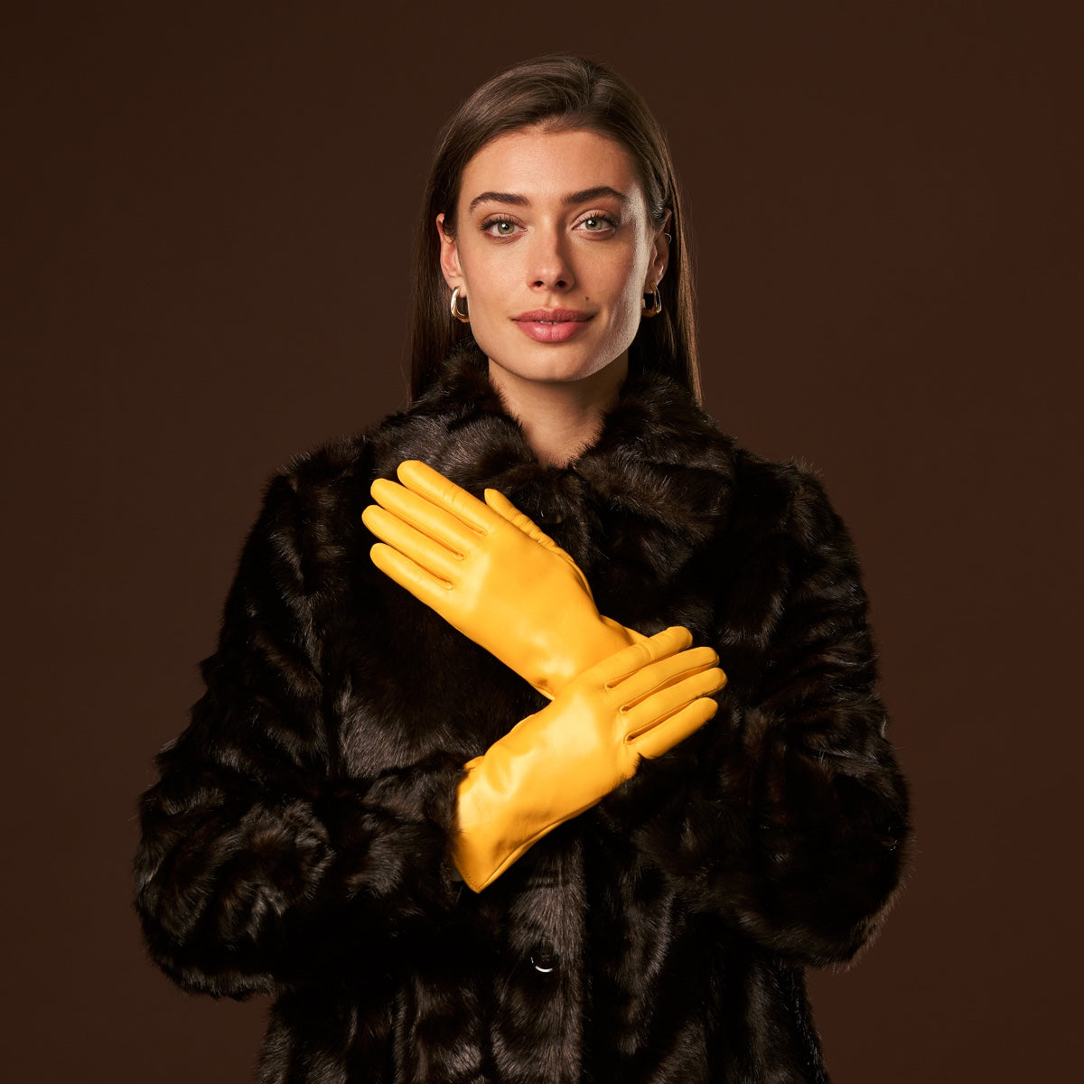Isabella (yellow) - Italian lambskin leather gloves with luxurious cashmere lining - Leather Gloves Online - Luxury Leather Gloves - 4