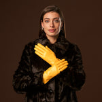 Isabella (yellow) - Italian lambskin leather gloves with luxurious cashmere lining - Leather Gloves Online - Luxury Leather Gloves - 4
