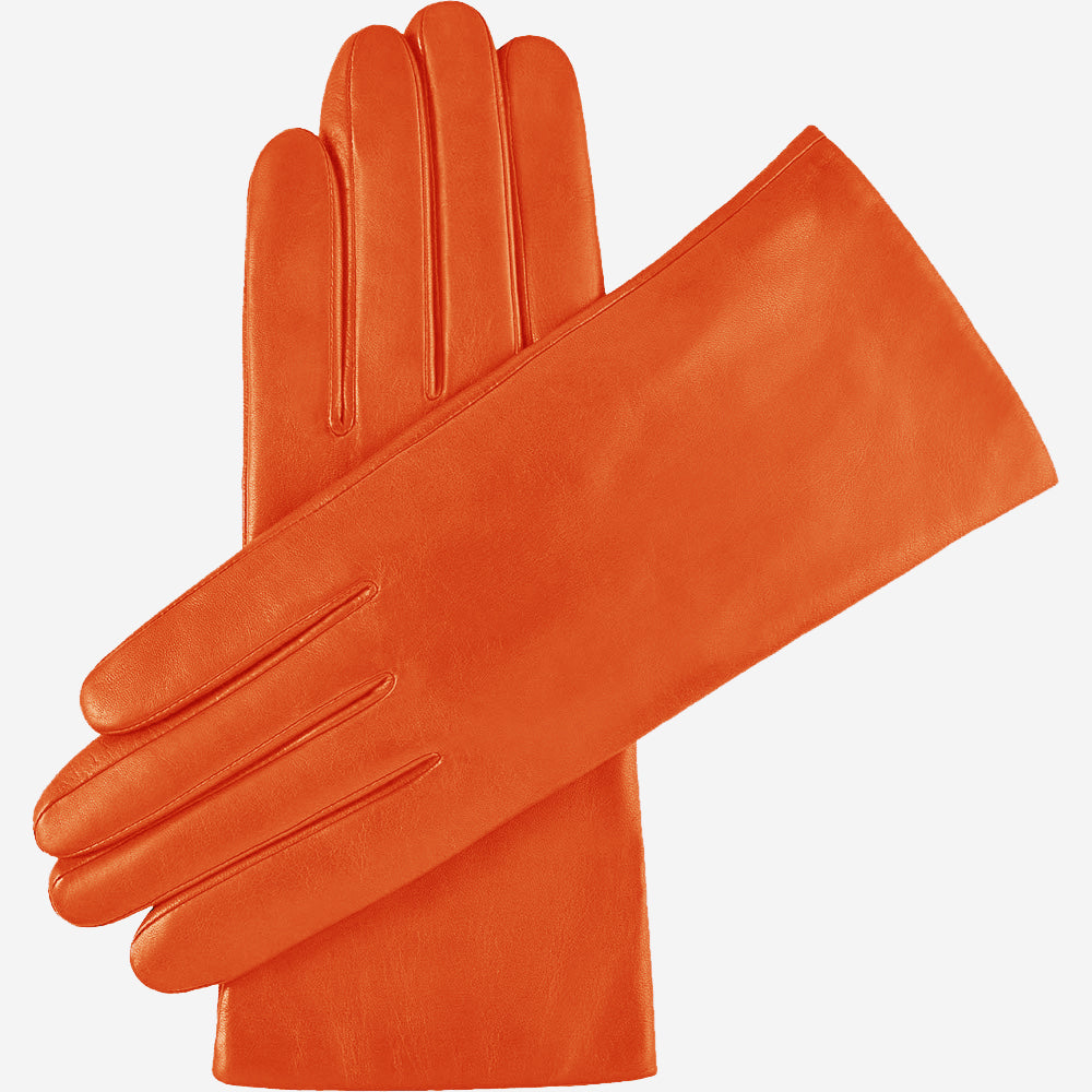 Isabella (orange) - Italian lambskin leather gloves with luxurious cashmere lining - Leather Gloves Online - Luxury Leather Gloves - 1