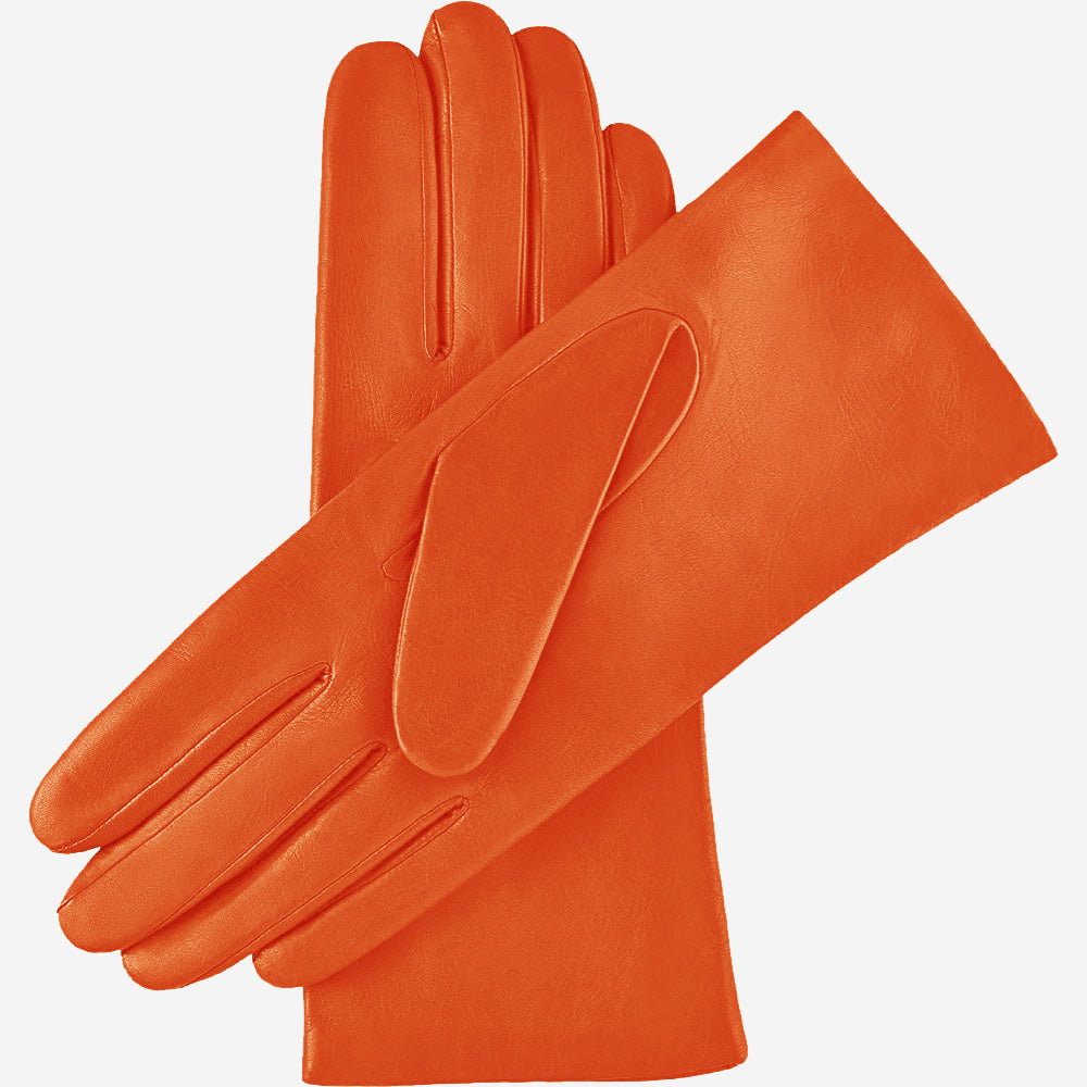Isabella (orange) - Italian lambskin leather gloves with luxurious cashmere lining - Leather Gloves Online - Luxury Leather Gloves - 2