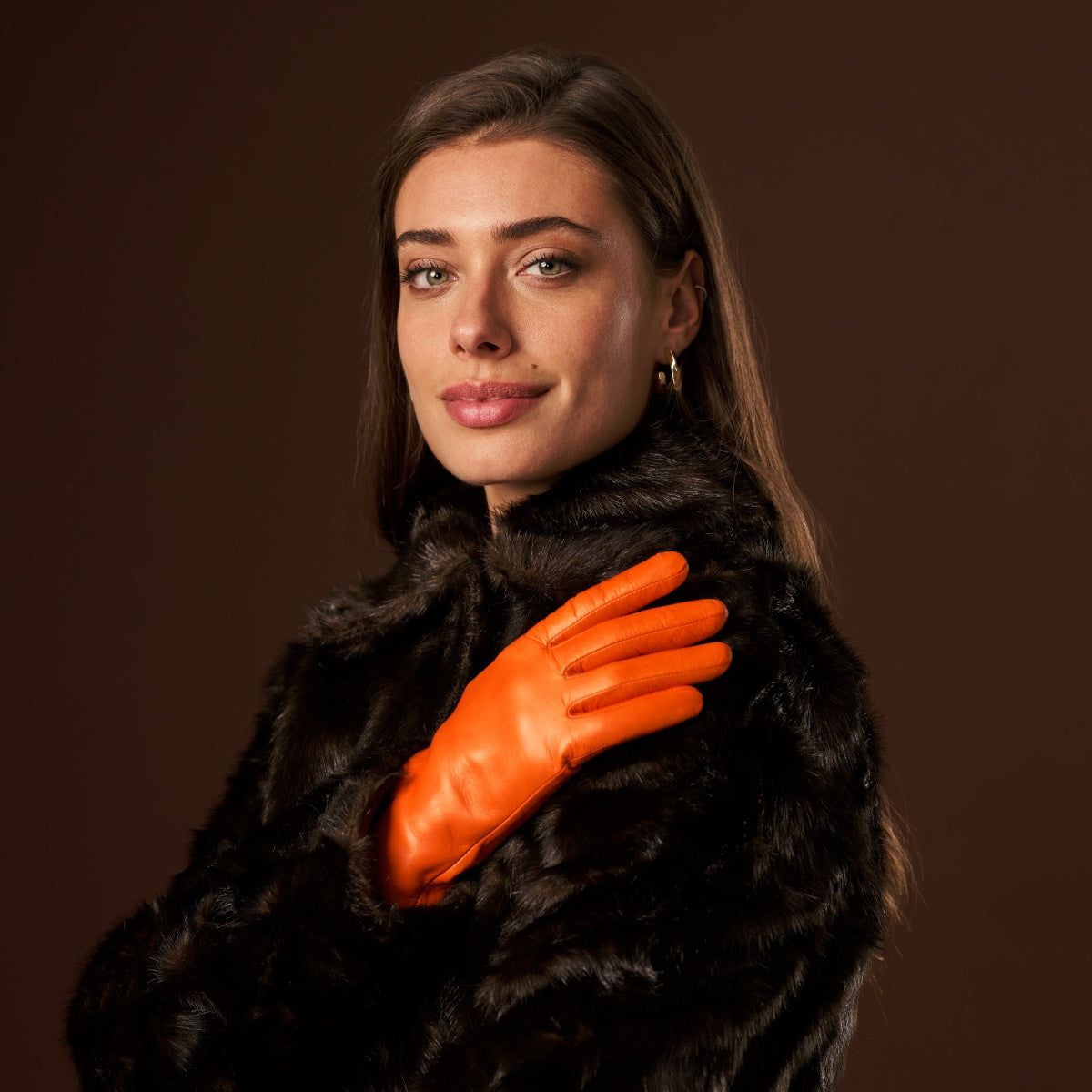 Isabella (orange) - Italian lambskin leather gloves with luxurious cashmere lining - Leather Gloves Online - Luxury Leather Gloves - 6