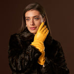 Isabella (yellow) - Italian lambskin leather gloves with luxurious cashmere lining - Leather Gloves Online - Luxury Leather Gloves - 6