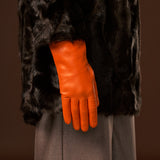 Isabella (orange) - Italian lambskin leather gloves with luxurious cashmere lining - Leather Gloves Online - Luxury Leather Gloves - 7
