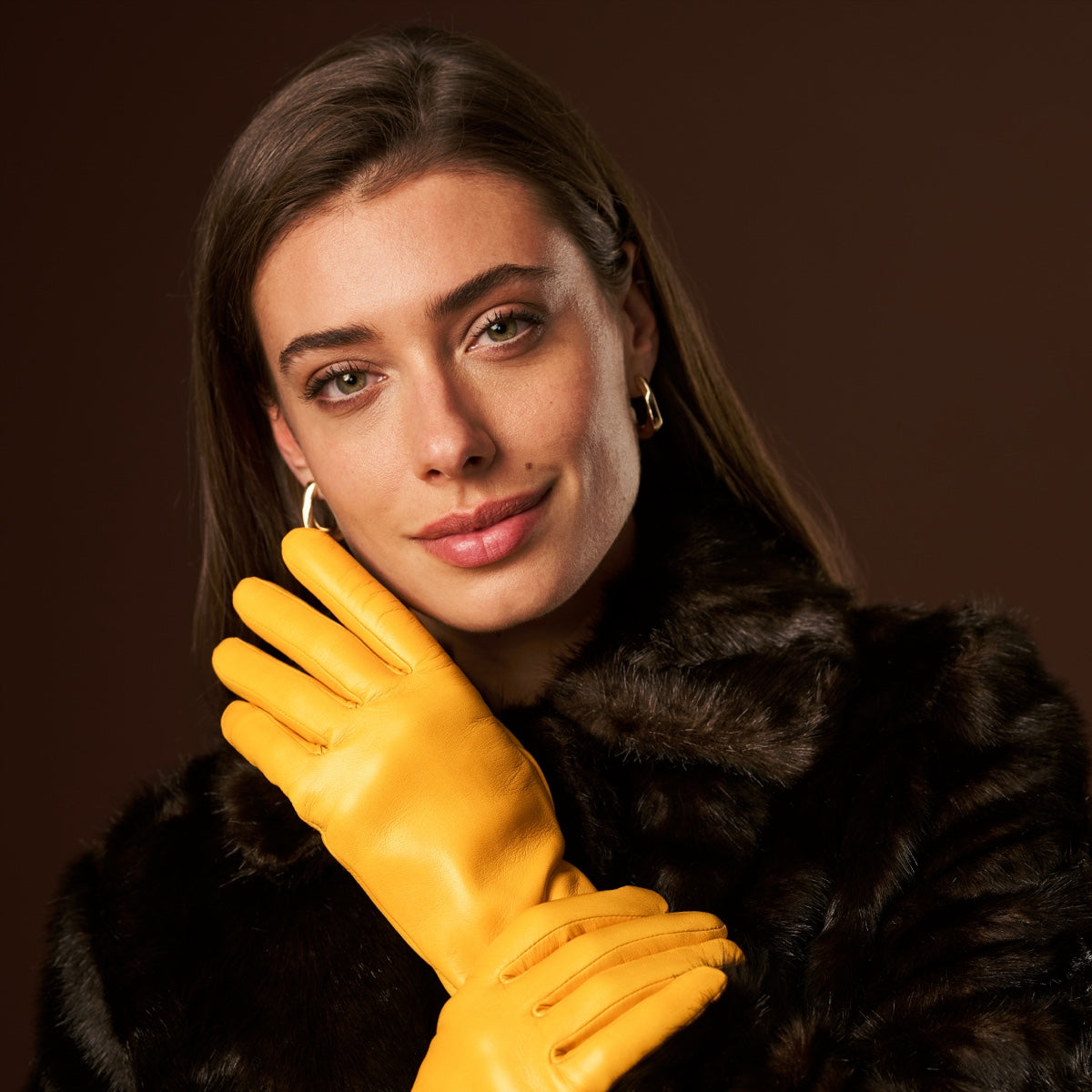 Isabella (yellow) - Italian lambskin leather gloves with luxurious cashmere lining - Leather Gloves Online - Luxury Leather Gloves - 8