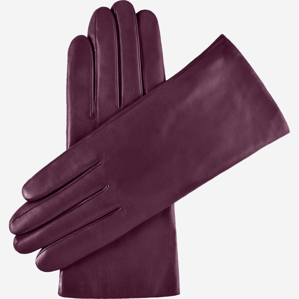 Isabella (eggplant) - Italian lambskin leather gloves with cashmere lining - Leather Gloves Online - Luxury Leather Gloves - 1