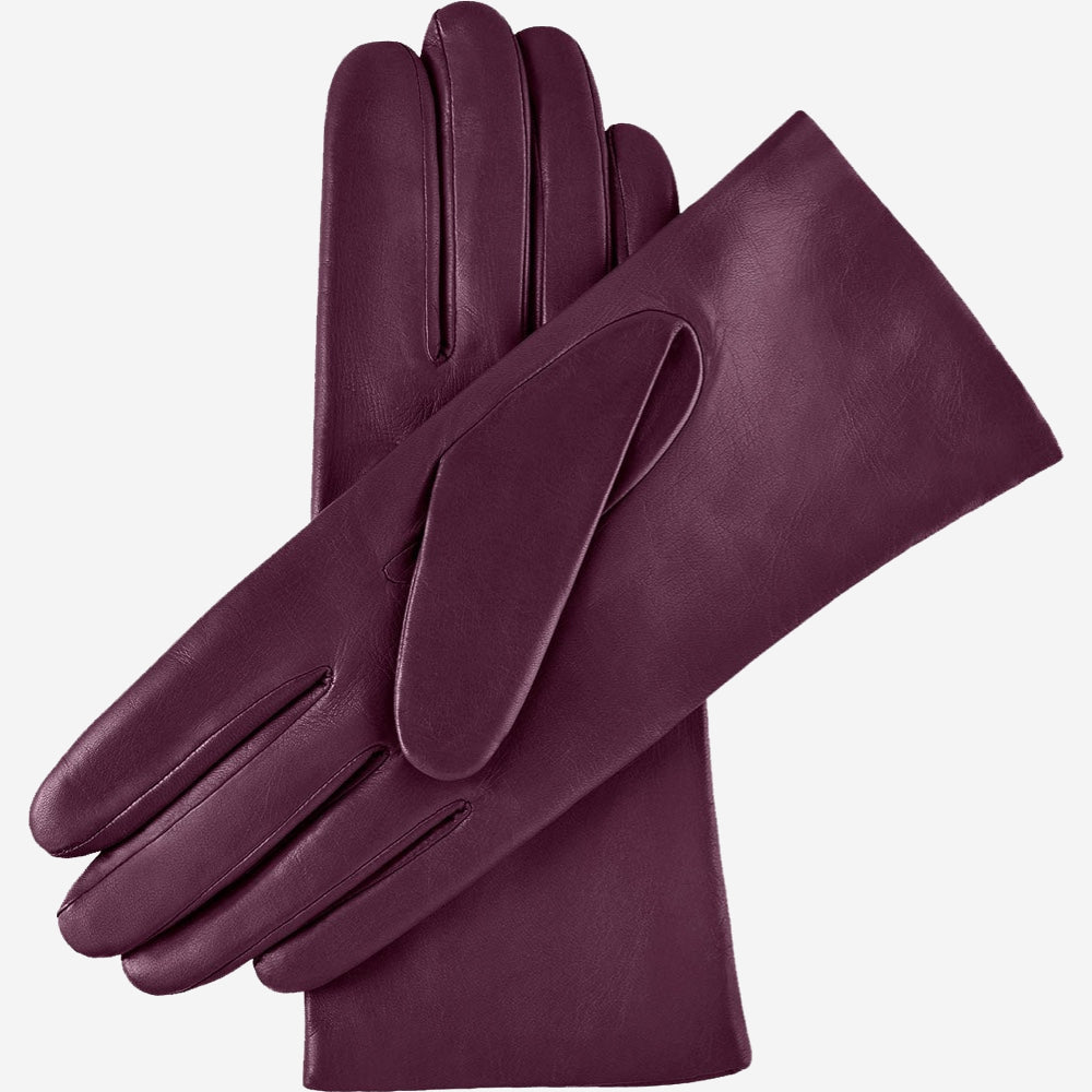 Isabella (eggplant) - Italian lambskin leather gloves with cashmere lining - Leather Gloves Online - Luxury Leather Gloves - 2