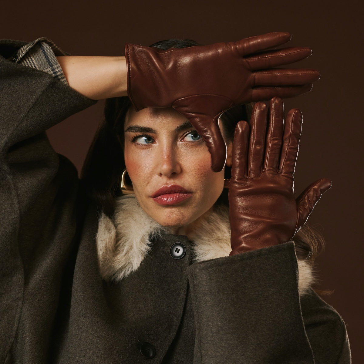 Fratelli Orsini Everyday Women's Italian Cashmere Lined Leather Gloves, Brown Fratelli Orsini Everyday Women's Italian Cashmere Lined Leather Gloves, Brown