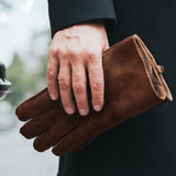 Jack (brown) – Suede leather gloves with luxurious sheep fur lining