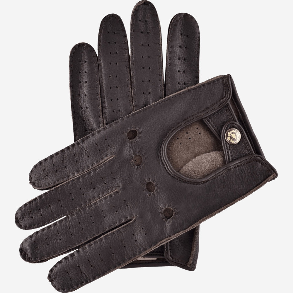 Leonardo (dark brown) - Italian driving gloves made of American deerskin leather - Leather Gloves Online - Luxury Leather Gloves - 1