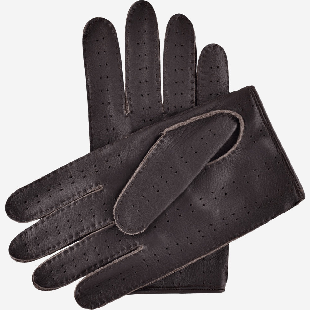 Leonardo (dark brown) - Italian driving gloves made of American deerskin leather - Leather Gloves Online - Luxury Leather Gloves - 4