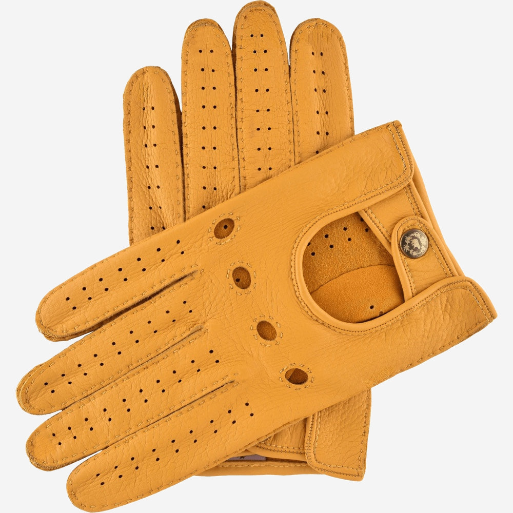 Leonardo (yellow) - Italian driving gloves made of American deerskin leather - Leather Gloves Online - Luxury Leather Gloves - 1