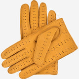 Leonardo (yellow) - Italian driving gloves made of American deerskin leather - Leather Gloves Online - Luxury Leather Gloves - 2