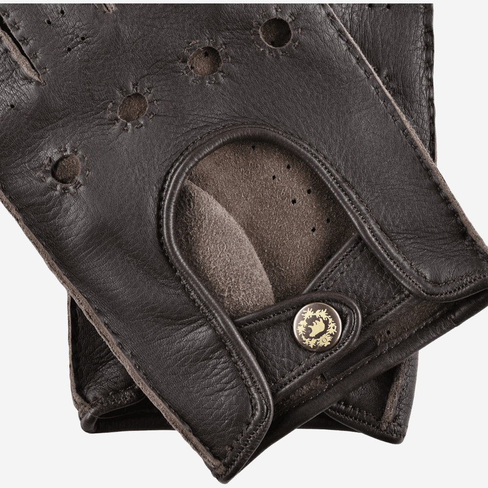 Leonardo (dark brown) - Italian driving gloves made of American deerskin leather - Leather Gloves Online - Luxury Leather Gloves - 2