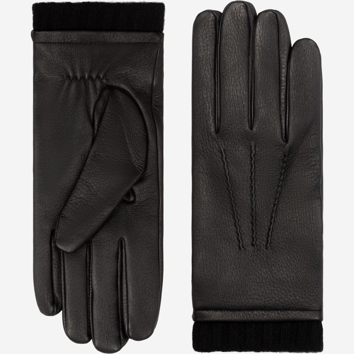 Lorenzo (black) - Italian gloves made of American deerskin leather with cashmere lining - Leather Gloves Online - Luxury Leather Gloves - 1