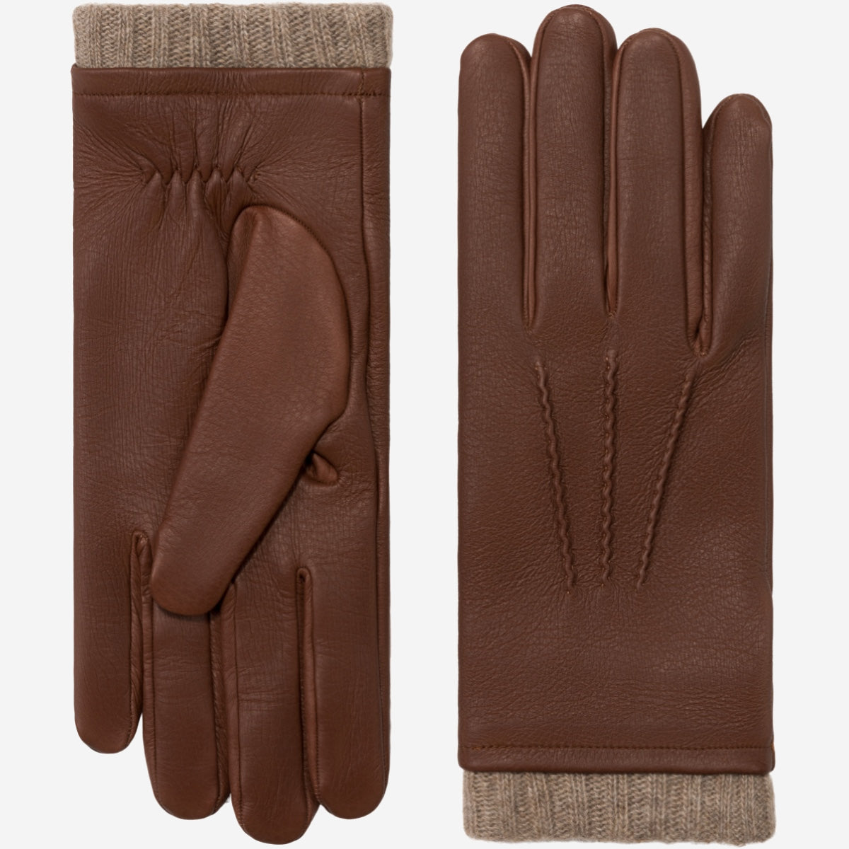 Lorenzo (brown) - Italian gloves made of American deerskin leather with cashmere lining - Leather Gloves Online - Luxury Leather Gloves - 1