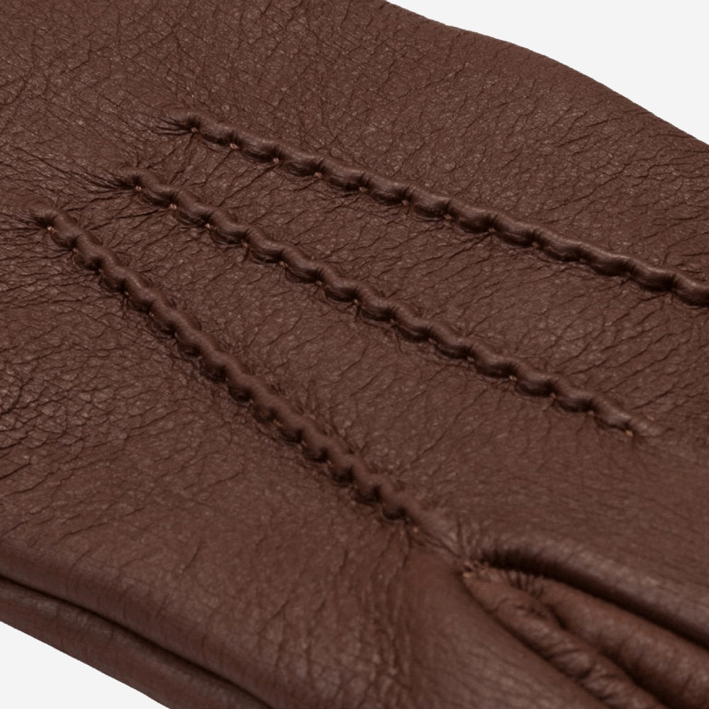 Lorenzo (brown) - Italian gloves made of American deerskin leather with cashmere lining - Leather Gloves Online - Luxury Leather Gloves - 4