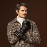 Luca (black) - Italian lambskin leather gloves with cashmere lining and checkered pattern - Leather Gloves Online - Luxury Leather Gloves - 6