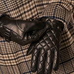 Luca (black) - Italian lambskin leather gloves with cashmere lining and checkered pattern - Leather Gloves Online - Luxury Leather Gloves - 7