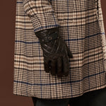 Luca (black) - Italian lambskin leather gloves with cashmere lining and checkered pattern - Leather Gloves Online - Luxury Leather Gloves - 9