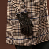 Luca (black) - Italian lambskin leather gloves with cashmere lining and checkered pattern - Leather Gloves Online - Luxury Leather Gloves - 9