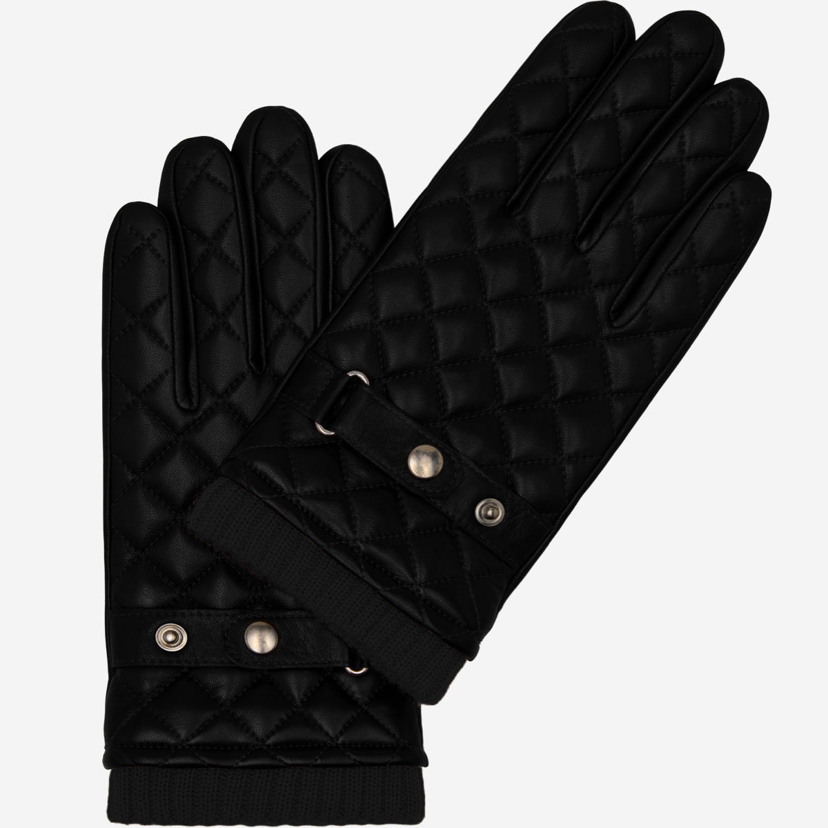 Luca (black) - Italian lambskin leather gloves with cashmere lining and checkered pattern - Leather Gloves Online - Luxury Leather Gloves - 1